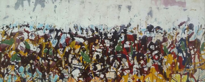 Pittura intitolato "The Clash" da Ellis Oyekola, Opera d'arte originale, Smalto