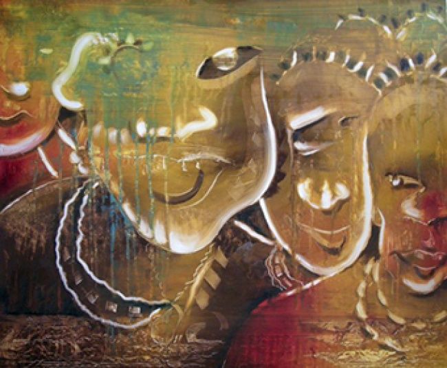 Peinture intitulée "Enfants du monde" par Ellof, Œuvre d'art originale, Huile