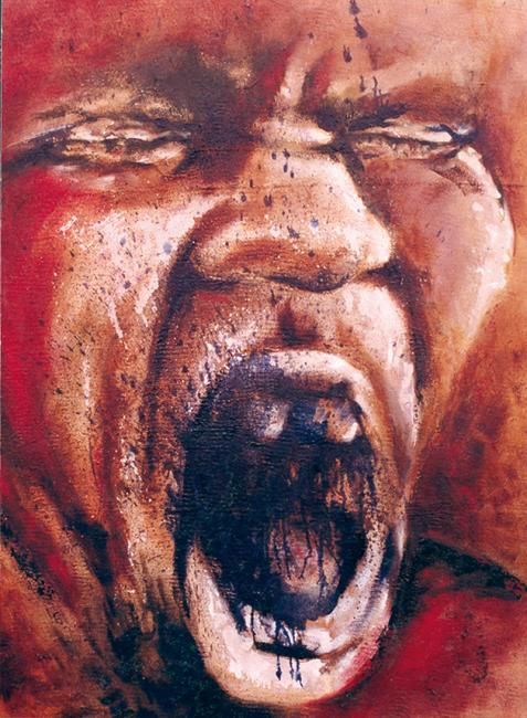 Peinture intitulée "Portrait du torturé" par Ellof, Œuvre d'art originale, Huile