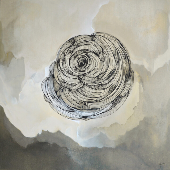 Картина под названием "Floating Abstract S…" - Ellya Zilsky, Подлинное произведение искусства, Акрил Установлен на Деревянна…