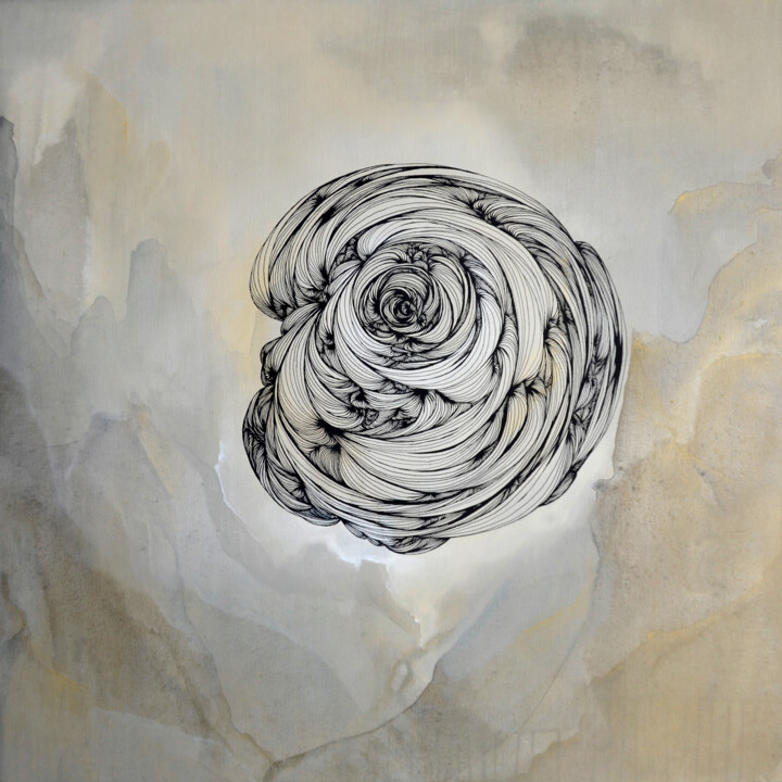「Floating Abstract S…」というタイトルの絵画 Ellya Zilskyによって, オリジナルのアートワーク, アクリル ウッドストレッチャーフレームにマウント