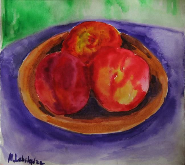 Dibujo titulada "The peaches" por Nina Lobiladze, Obra de arte original