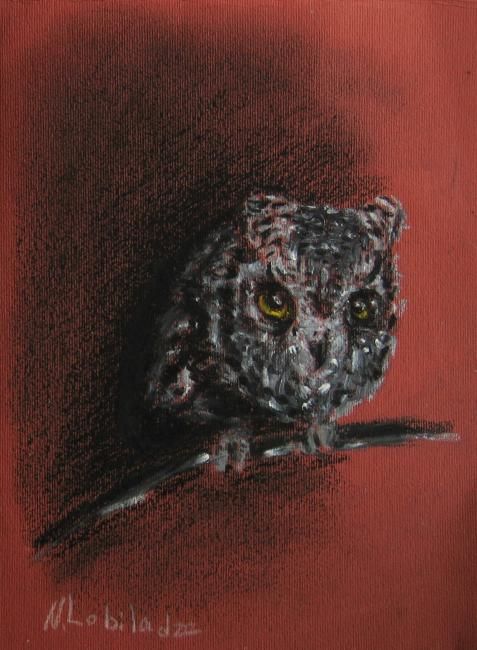 Dessin intitulée "The elf owl" par Nina Lobiladze, Œuvre d'art originale