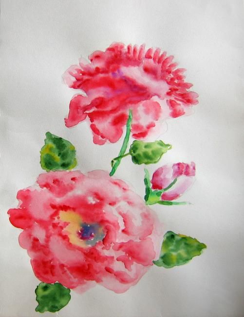 Рисунок под названием "Roses" - Nina Lobiladze, Подлинное произведение искусства