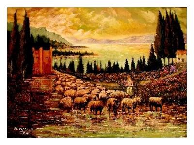 Peinture intitulée "Matmata lake" par Elmadani Belmadani, Œuvre d'art originale
