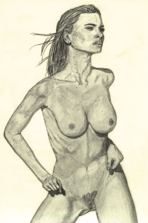 Zeichnungen mit dem Titel "Niki Taylor" von Elminster, Original-Kunstwerk, Bleistift
