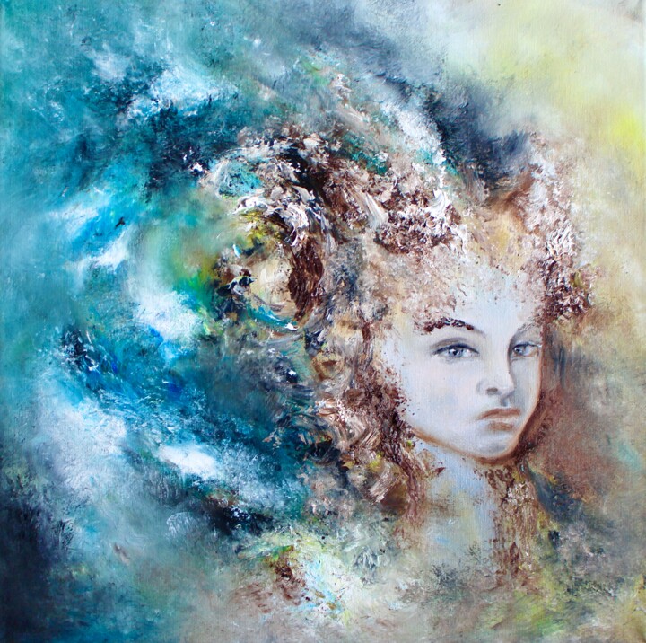 Painting titled "Aries" by Elmira Sharipova, Original Artwork, Oil Mounted on Wood Stretcher frame