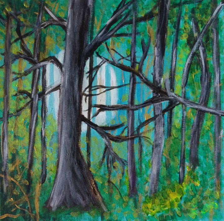 Schilderij getiteld "Bois enchanté" door Elodie O'Rourke, Origineel Kunstwerk, Acryl
