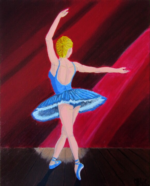 Painting titled "Ballerine bleue" by Elodie Gaschy (GElie), Original Artwork, Acrylic