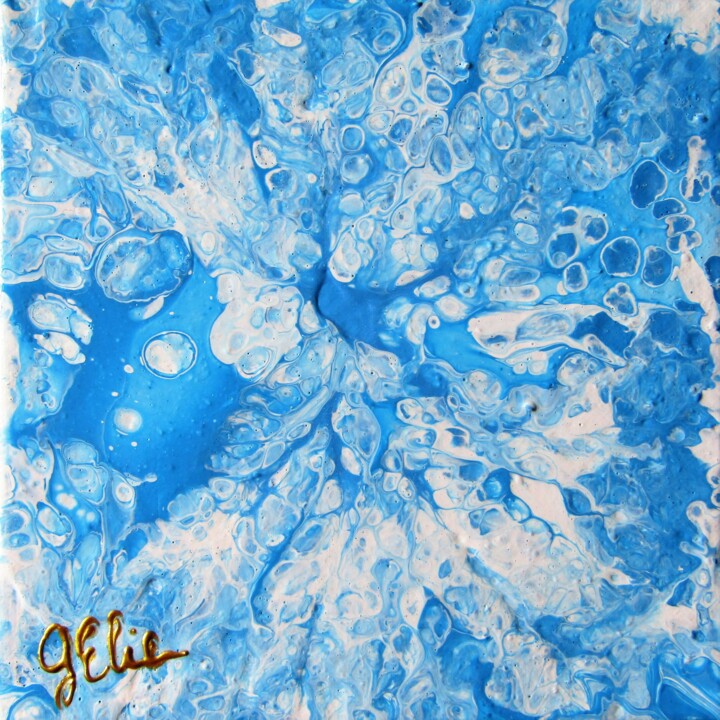 Painting titled "Aqua" by Elodie Gaschy (GElie), Original Artwork, Acrylic Mounted on Wood Stretcher frame