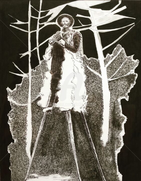 Zeichnungen mit dem Titel "Shepherd of the Lan…" von Elodie M. Richard, Original-Kunstwerk, Tinte