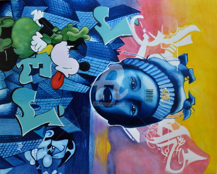 Peinture intitulée "bebe-bleu.jpg" par Elodie Bougon, Œuvre d'art originale, Huile