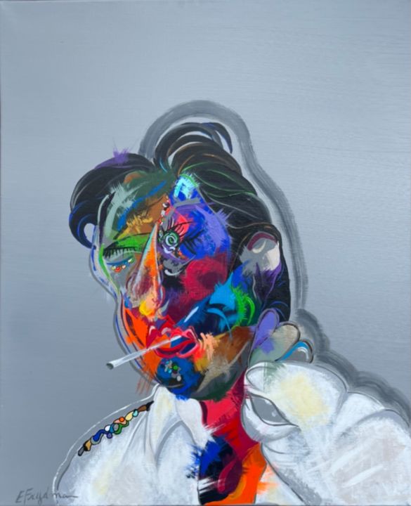 Картина под названием "alain" - Elodie Frydman, Подлинное произведение искусства, Акрил Установлен на Деревянная рама для но…