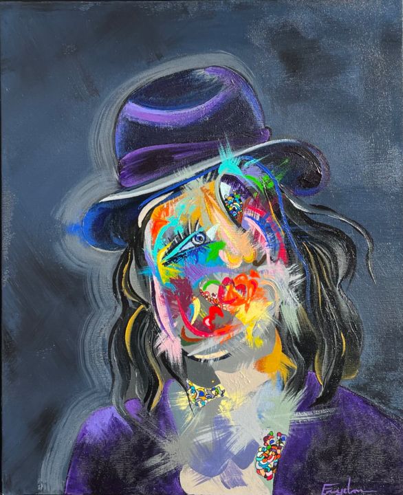 Painting titled "Romy" by Elodie Frydman, Original Art, Acrylic Mounted on Stretcher frame
