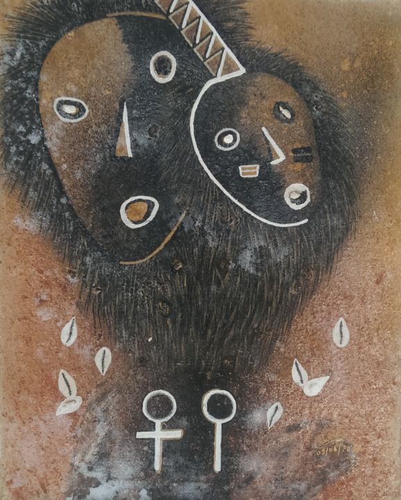 Malarstwo zatytułowany „le-masque-01-46-55c…” autorstwa Eloge, Oryginalna praca