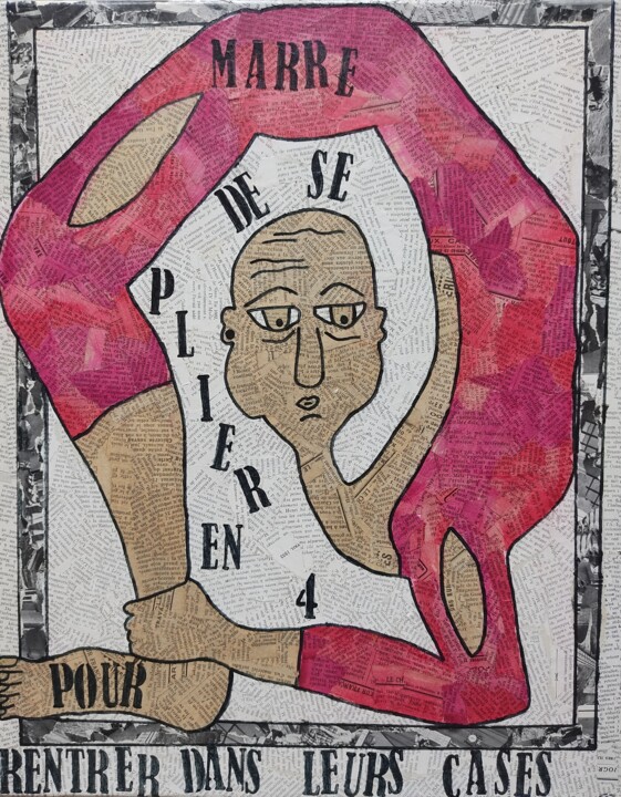 Коллажи под названием "Plier en 4" - Eloïse Bourscheidt, Подлинное произведение искусства, Коллажи Установлен на Деревянная…