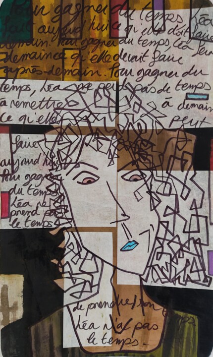 Collages intitulée "Léa" par Eloïse Bourscheidt, Œuvre d'art originale, Acrylique