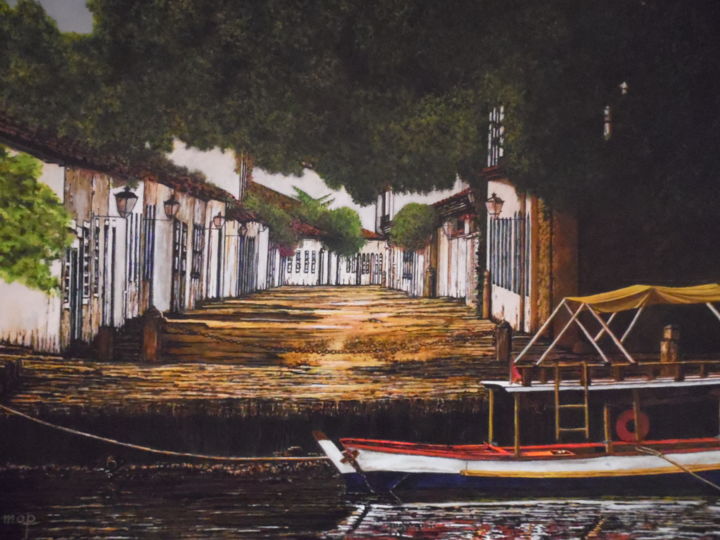 Painting titled "chegada-em-paraty" by Mop, Original Artwork, Acrylic