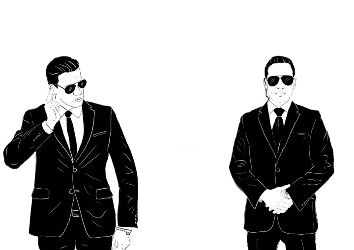 Drawing titled "The bodyguards" by Els Devrieze, Original Artwork, 2D Digital Work