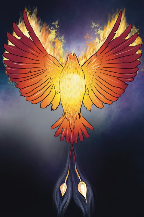Цифровое искусство под названием "Phoenix Rising" - Els Devrieze, Подлинное произведение искусства, 2D Цифровая Работа