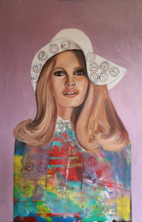 Peinture intitulée "Brigitte Bardot" par Els Driesen, Œuvre d'art originale, Acrylique
