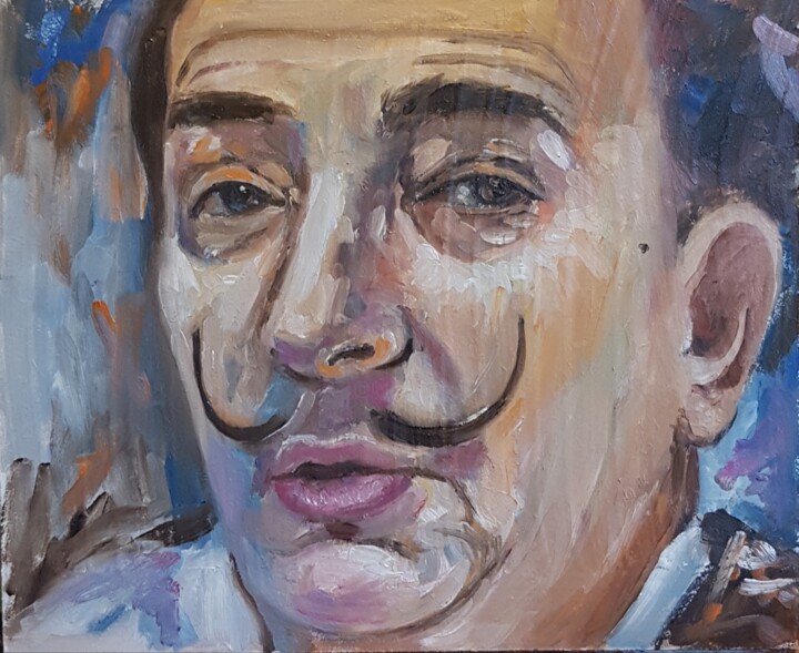 Malerei mit dem Titel "Salvador Dali" von Els Driesen, Original-Kunstwerk, Öl