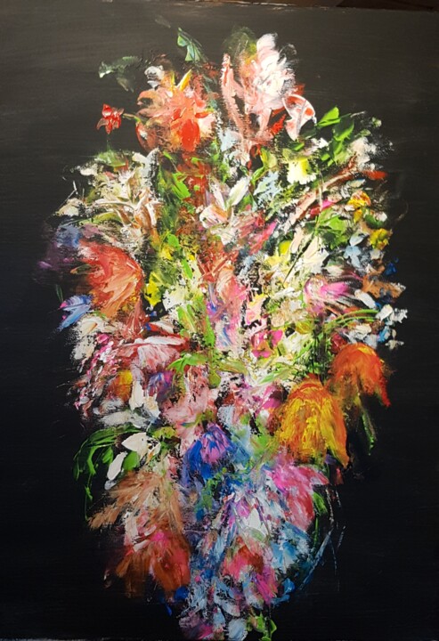 Painting titled "Dutch flowers" by Els Driesen, Original Artwork, Acrylic