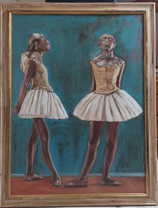 Painting titled "Ballerina of degas" by Els Driesen, Original Artwork, Oil Mounted on Wood Stretcher frame