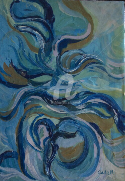 Peinture intitulée "Blu angel" par Elsa Caselli, Œuvre d'art originale, Huile