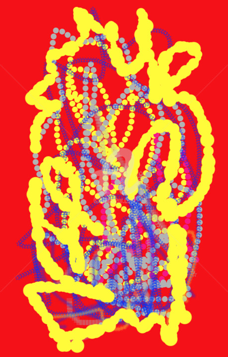 Peinture intitulée "Pop Corn" par Elsa Caselli, Œuvre d'art originale, Peinture numérique Monté sur Métal