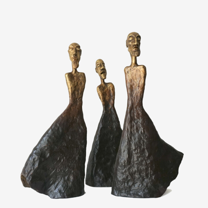 Sculptuur getiteld "Caminantes" door Elsa Muñoz, Origineel Kunstwerk, Bronzen