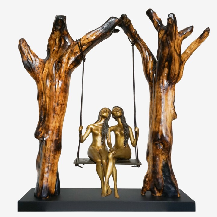 Sculpture intitulée "Complicidades" par Elsa Muñoz, Œuvre d'art originale, Bronze