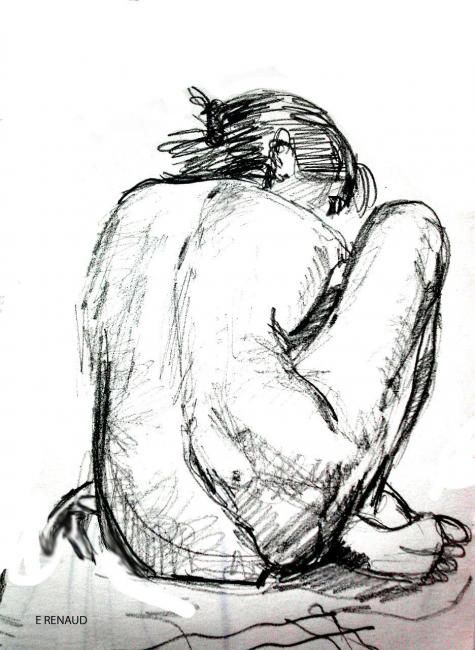 Drawing titled "Pose - 12" by Elsa Renaud, Original Artwork