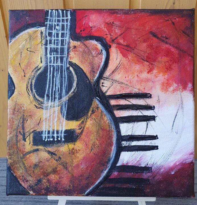 Painting titled "La guitare" by Elsa68, Original Artwork, Acrylic