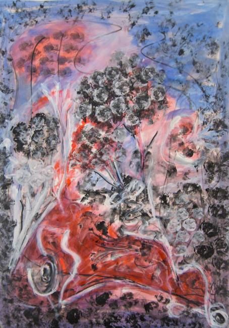 Картина под названием "Dame mi Flor/ Dammi…" - Elsa Lores, Подлинное произведение искусства