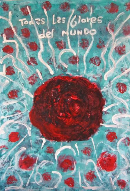 Картина под названием "Todas las flores de…" - Elsa Lores, Подлинное произведение искусства