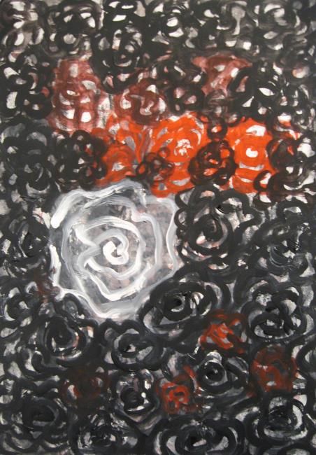 Pittura intitolato "Flores Negras / Fio…" da Elsa Lores, Opera d'arte originale