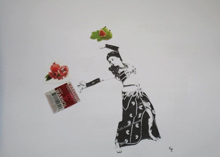 Collages titulada "Gitana" por Elsa Lores, Obra de arte original