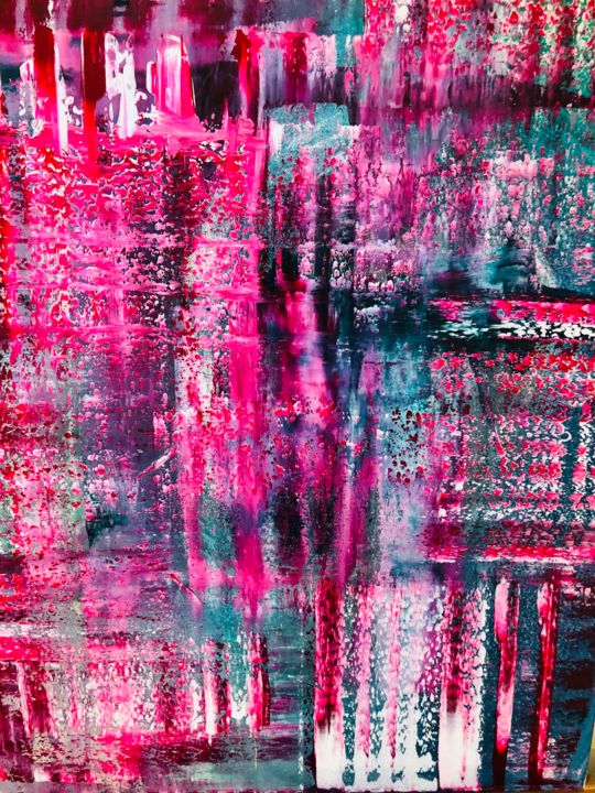 Painting titled "When magenta and Gr…" by Lila, Original Artwork, Acrylic