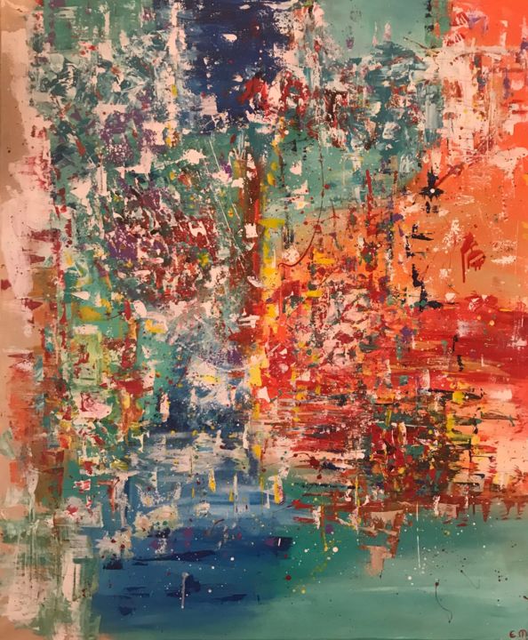 Painting titled "Color Street" by Elsa M, Original Artwork, Acrylic
