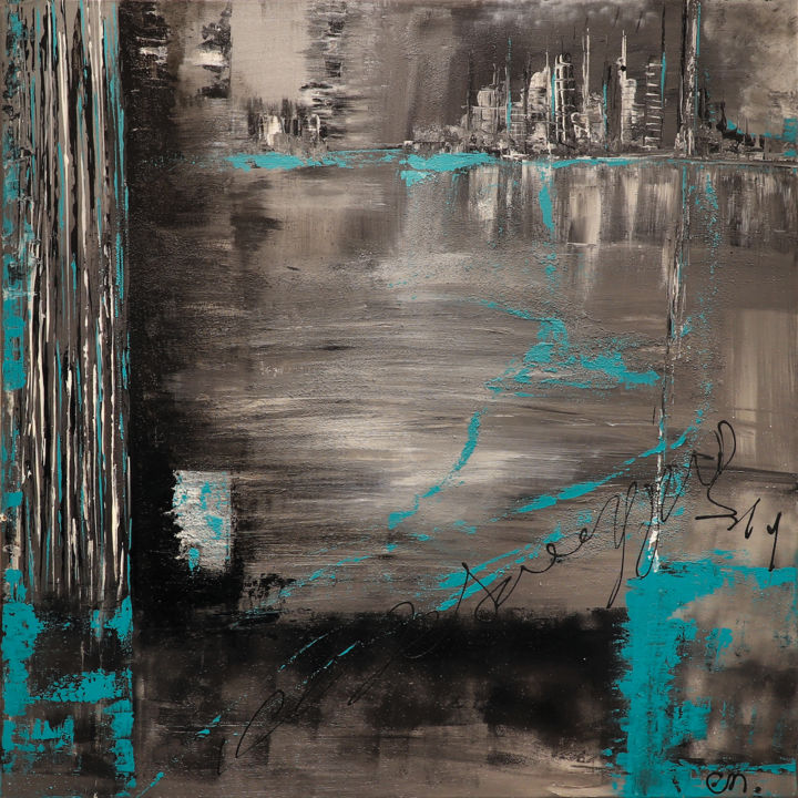 Peinture intitulée "BLUE LAKE" par Elsa M, Œuvre d'art originale, Acrylique Monté sur Châssis