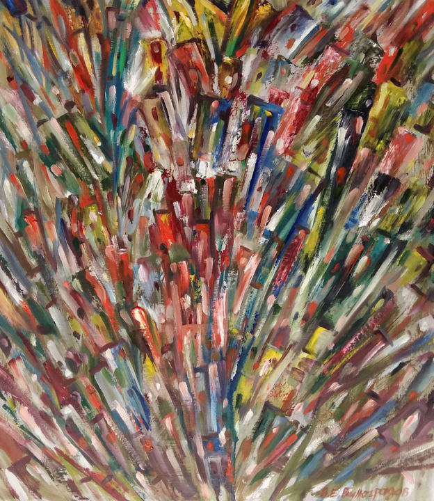 Картина под названием "Explosion of paints…" - Victor Vinogradov, Подлинное произведение искусства, Масло