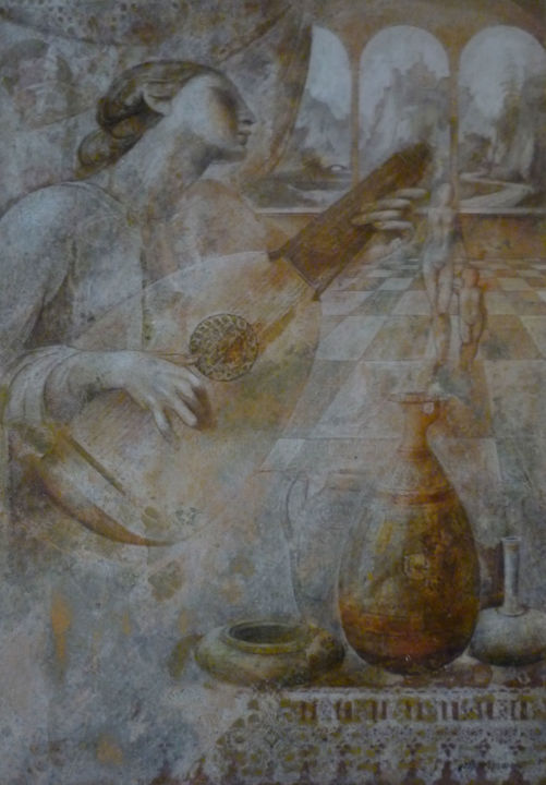 Pittura intitolato "Angelo custode" da Elvio Marchionni, Opera d'arte originale, Collages