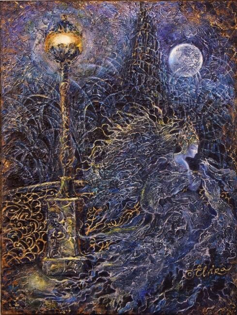 绘画 标题为“Moon Light Angel” 由Elvira Baranova, 原创艺术品, 其他