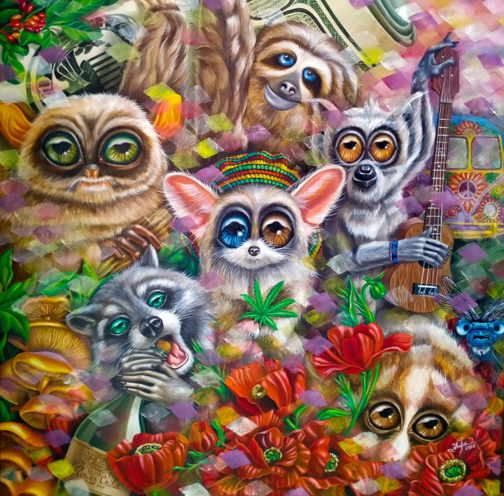 Peinture intitulée "Flower children" par Elvira Usmanova, Œuvre d'art originale, Huile