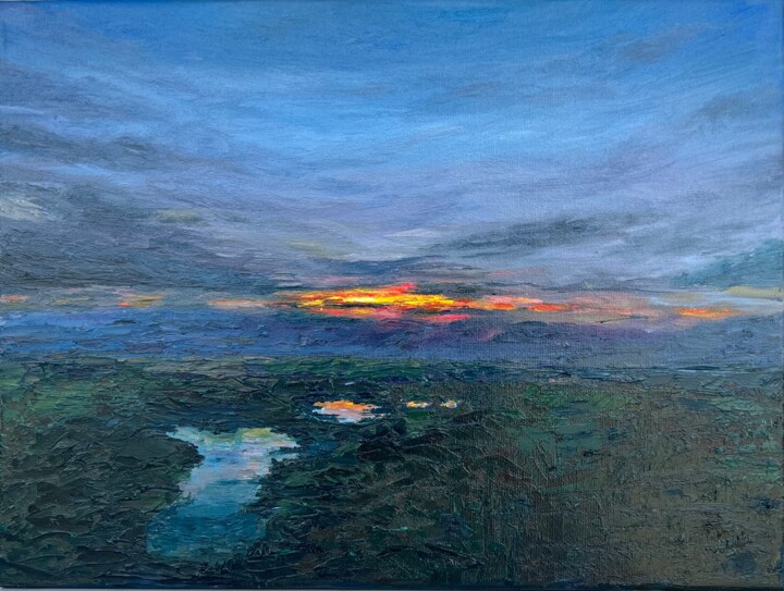 Peinture intitulée "Glowing Sunset" par Elvira Gord, Œuvre d'art originale, Huile