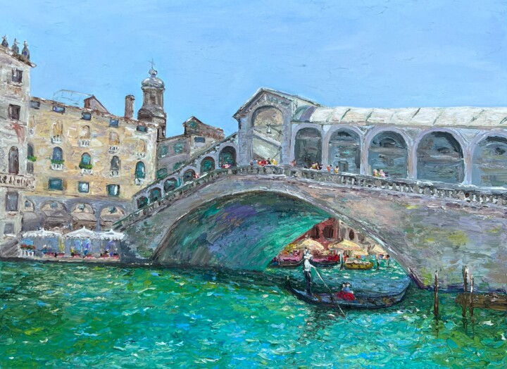 Peinture intitulée "Venice Italy Realto…" par Elvira Gord, Œuvre d'art originale, Huile