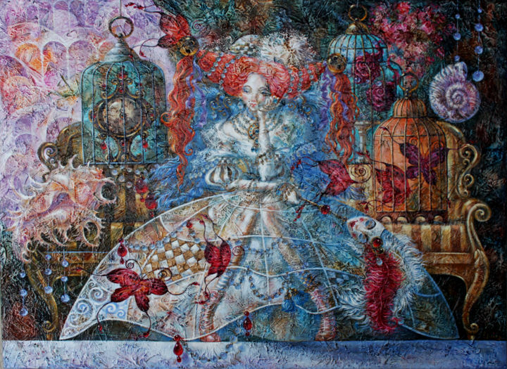 Painting titled "Angel of Inspiration" by Elvira Baranova, Original Art, Acrylic