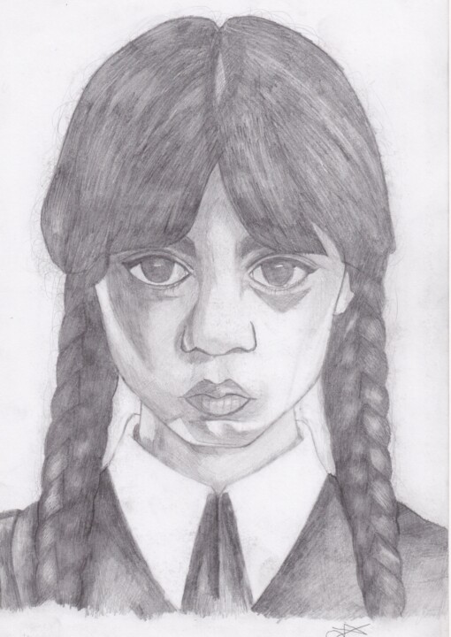 Drawing titled "Mercredi (Jenna Ort…" by Elvire Lana, Original Artwork, Pencil