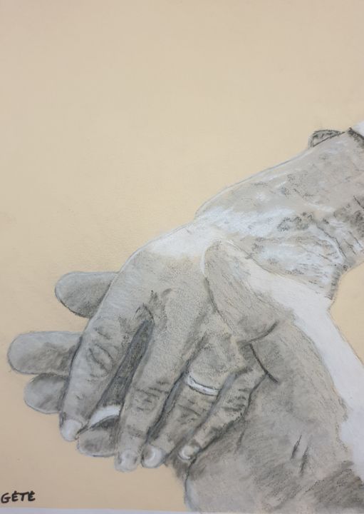 Peinture intitulée "Main dans la main" par Elwan Gété, Œuvre d'art originale, Pastel